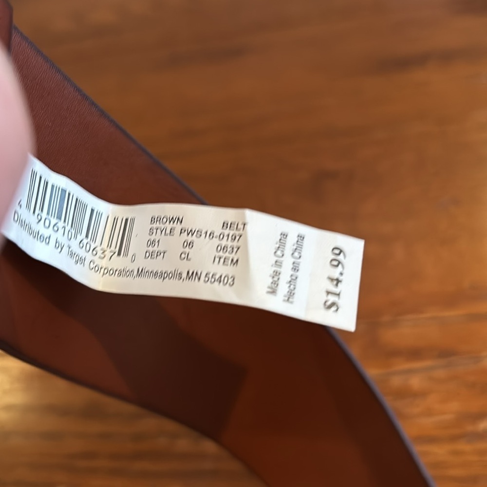 Target Faux Leather Brown Belt with Wraparound Buckle Burnished Edges Size Small - Picture 5 of 8